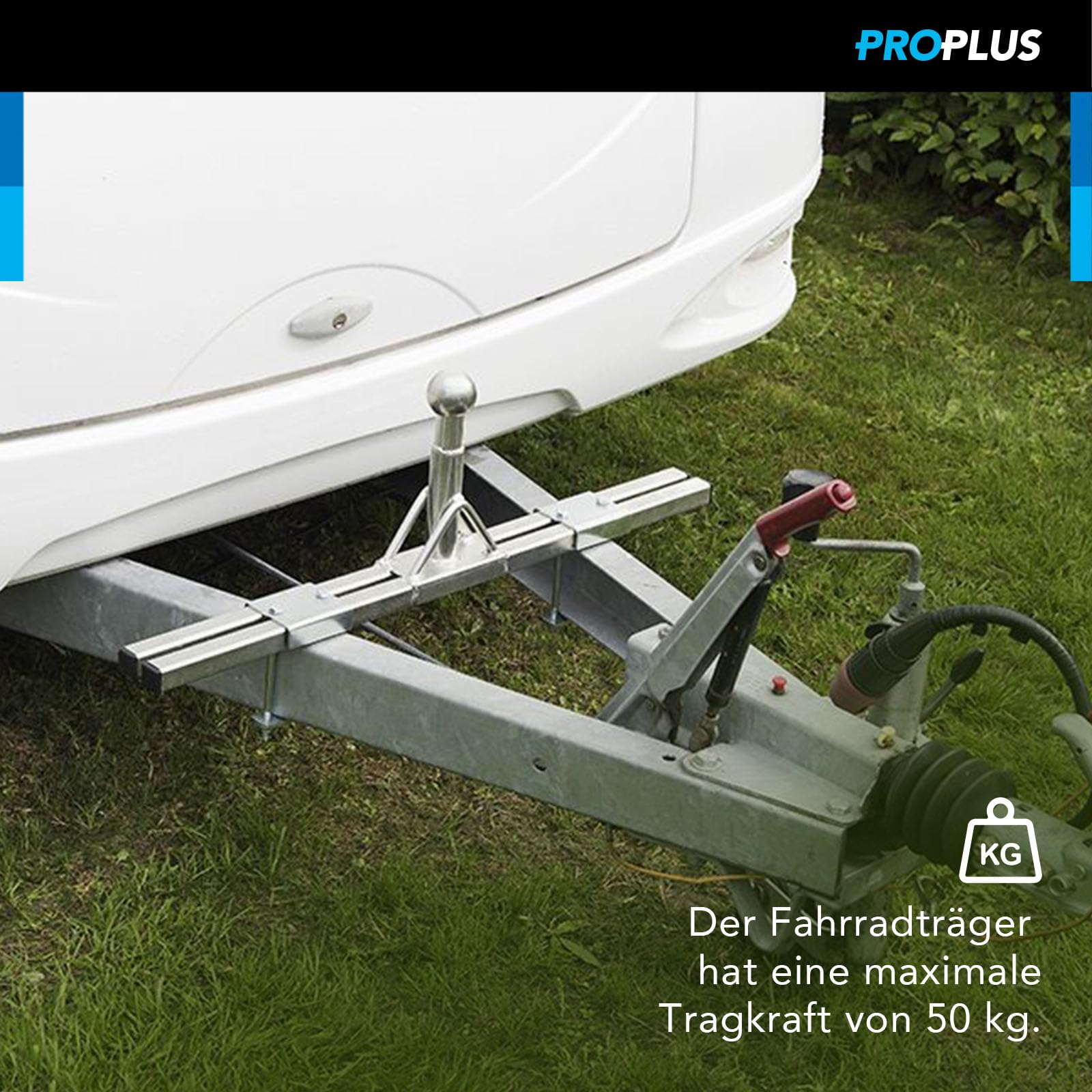 ProPlus Deichselaufnahme für Fahrradträger (niedriges Modell) – Für Wohnwagen, Faltcaravan und Anhänger – Befestigungsmaterial, – Silber