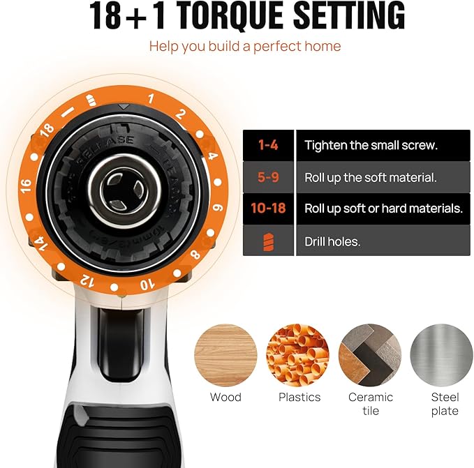 Taladro Inalámbrico ANSIMIDA 12V con 23 Accesorios, 2 Velocidades, Torque 45Nm miniatura 6
