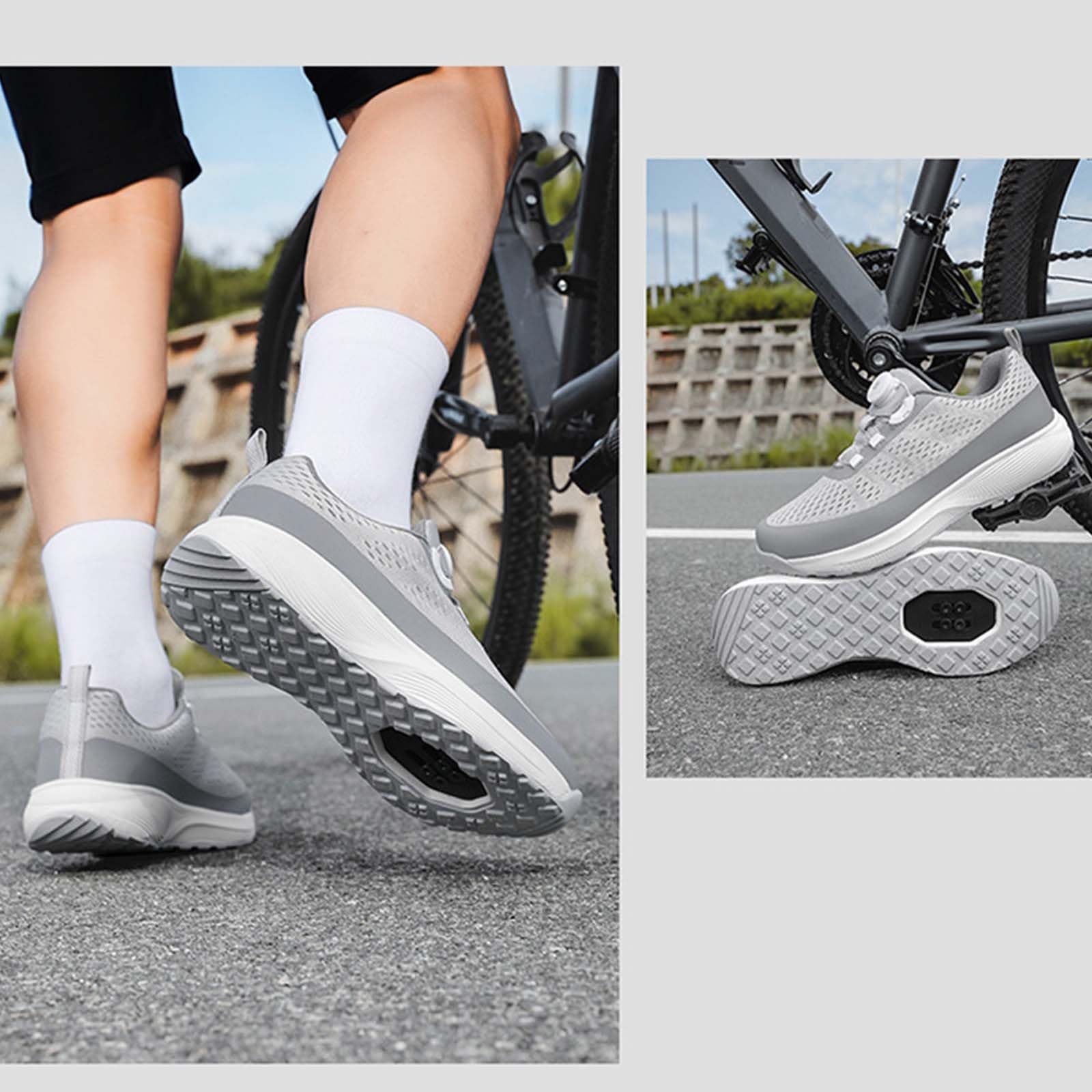 Chaussures Cyclisme VTT, Hommes Chaussure Velo Montagne Antidérapants Compatible Pédales SPD avec Boulons & Cleats