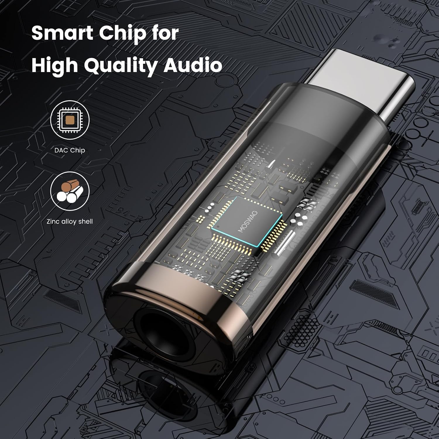 MOSWAG USB C to 3.5mm Audio Headphone Adapter, Typc C to 3.5mm Aux Adapter image 5