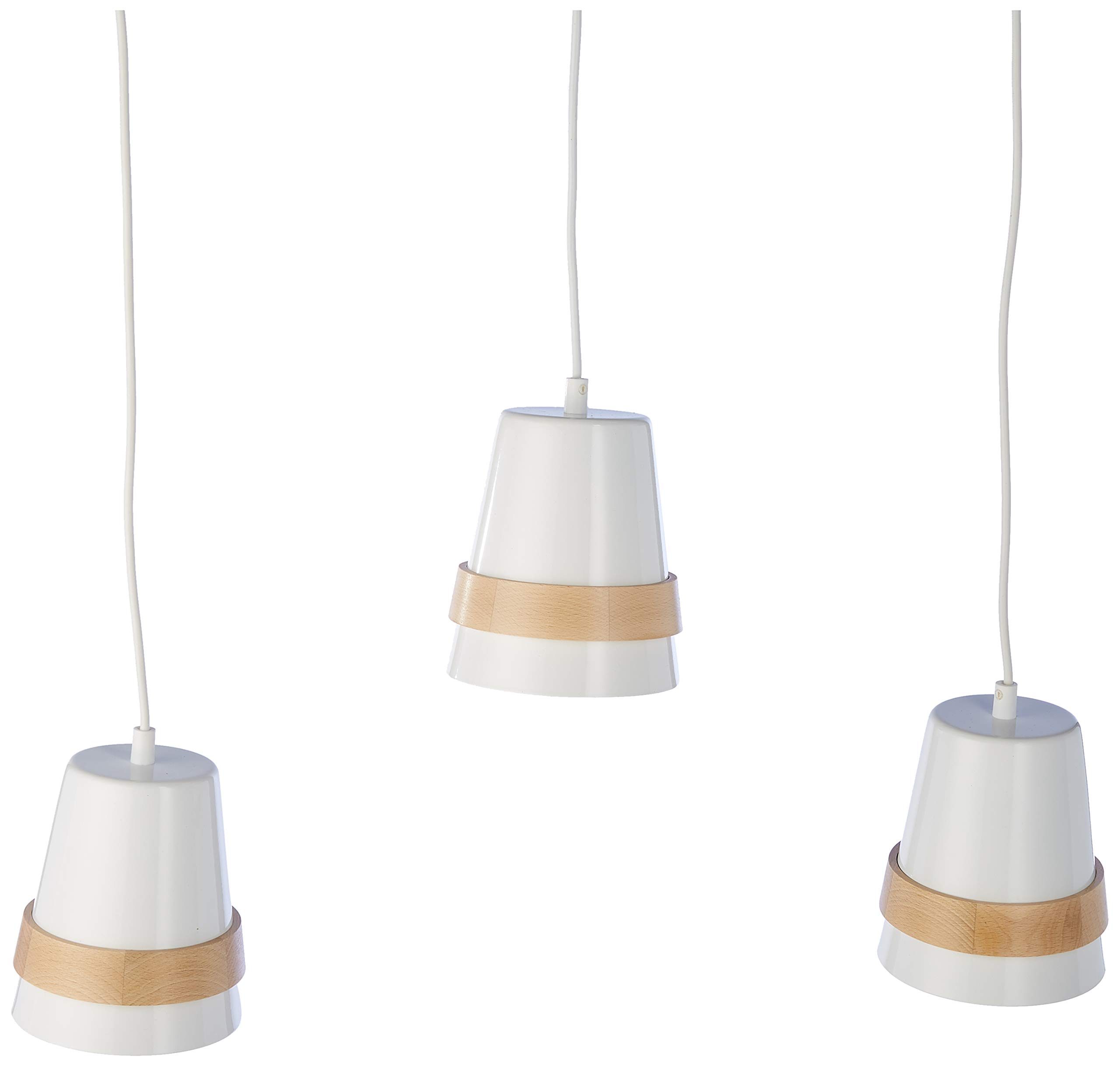 Lampe à suspension en métal blanc lustre bois plafonnier salon Homemania