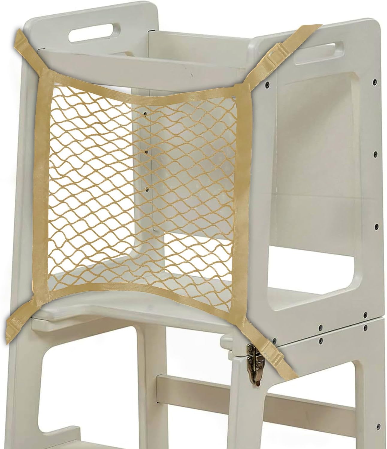 Toddlers Tower Safety Net - Safety Guard for Toddlers Tower - Kitchen Step Tool Toddlers/Kid (Beige) (Beige, 17" W x 17" H)