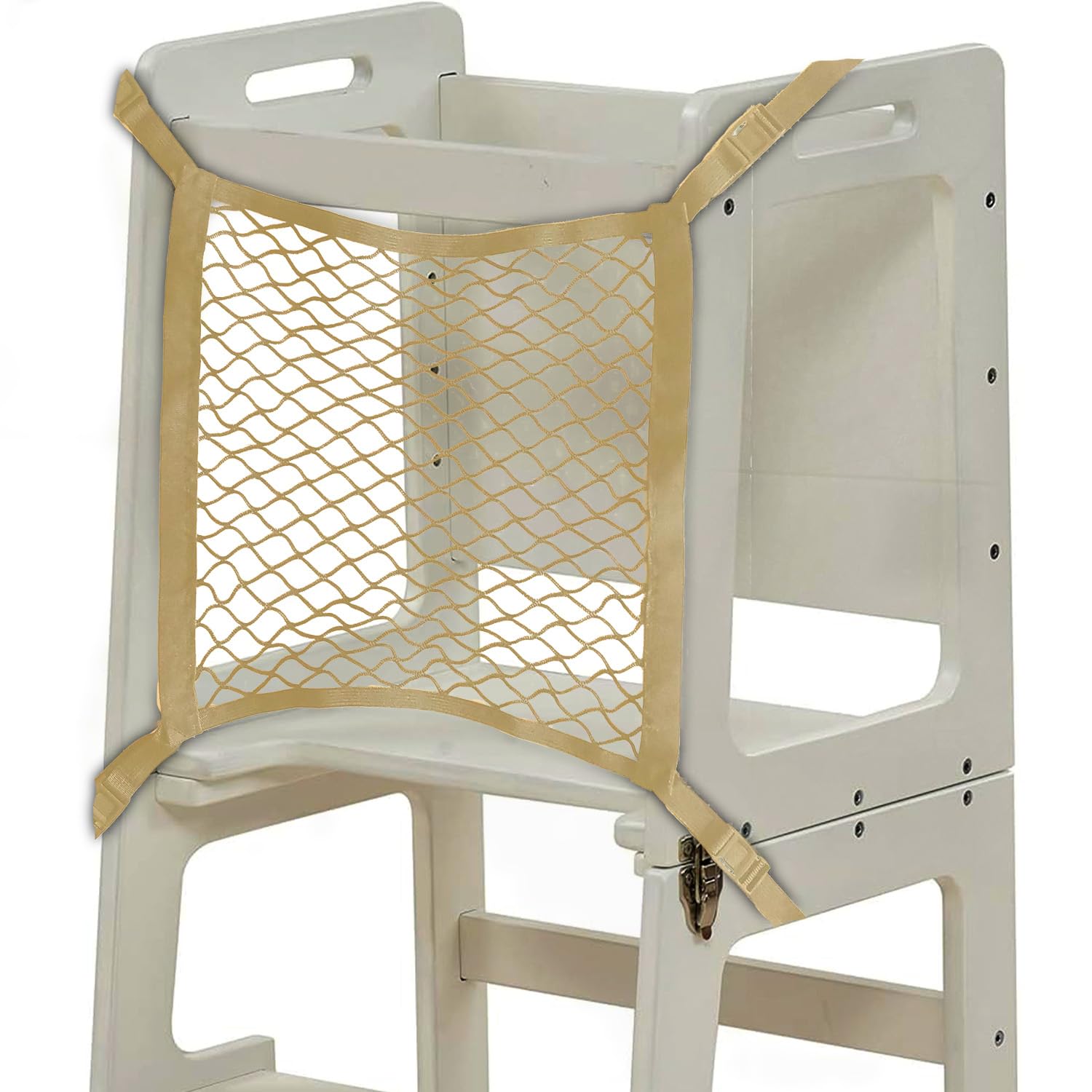 Toddlers Tower Safety Net – NET ONLY (Tower Not Included) Safety Guard for Toddlers Tower - Kitchen Step Tool Toddlers/Kid (Beige) (Beige, 17" W x 17"