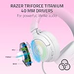 Razer Kraken Kitty V3 Pro sans fil RGB Casque de jeu: Chroma RGB Oreilles-chatelles - 2.4 GHz, Bluetooth 5.3, USB A - Mic à bande large super - 40mm Conducteurs - THX Sonorisation spatiale - Coussins d'oreille confortables - blanc