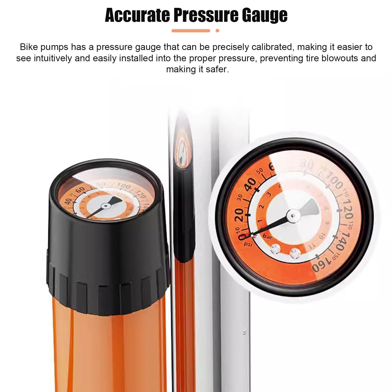 Pompa per Bici - Pompa per Pneumatici da Bicicletta - Pompe Ad Aria Ad Alta Pressione da 160 PSI con Valvola Presta e Schrader per Pneumatici MTB BMX, Palloni, Gonfiabili