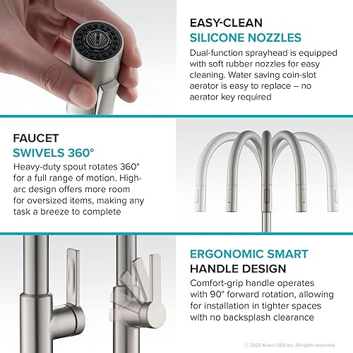 Miniatura 9 de Kraus KPF-2820SFACB Oletto - Grifo de cocina desplegable con un solo mango, 17 pulgadas, bronce champán antiguo