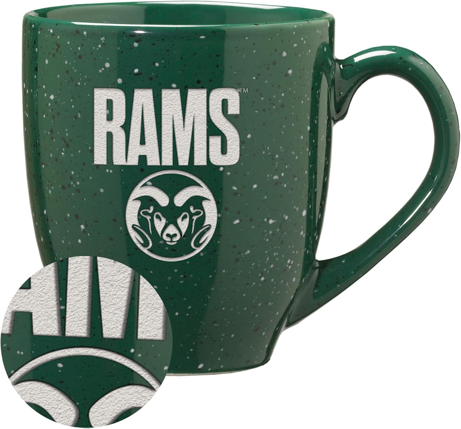 Rico Industries NCAA Colorado State Rams Rams 16 oz Team Color Laser Engraved Speckled Ceramic Coffee Mug
