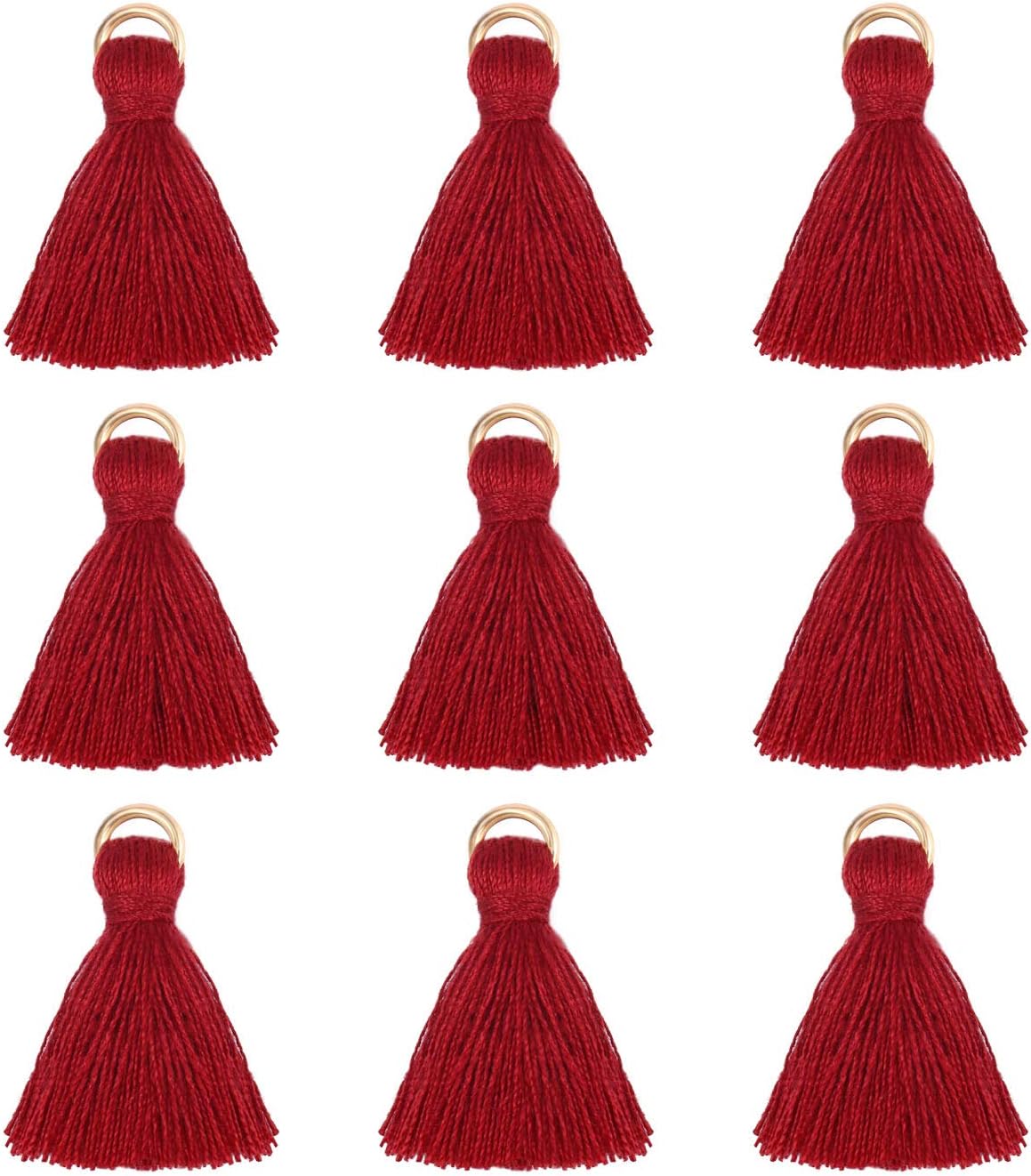 ALEXCRAFT 100pcs Red Tassels for Earrings Necklaces Mini Tassel Charms Tiny Short Cotton Tassel Supplies for Crafts and Jewelry Making