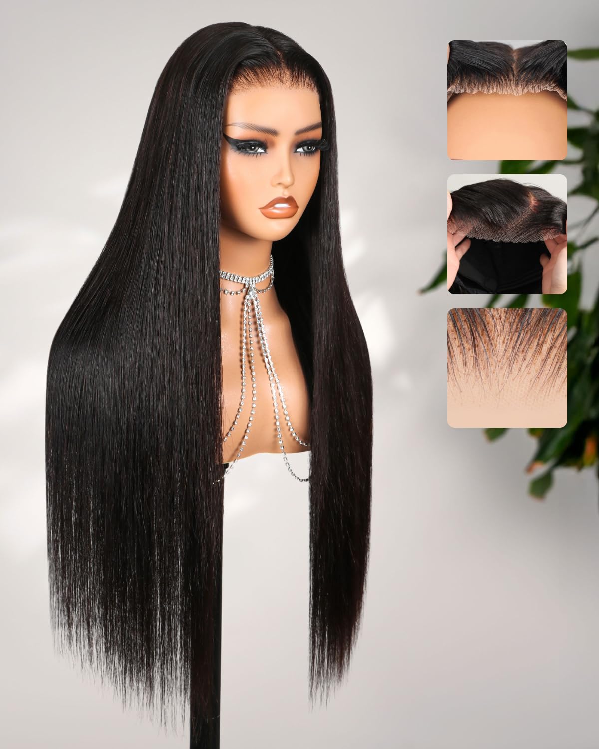 Megalook hair 6x5 HD Lace Closure Wig - 26 Inch Straight Human Hair Wig Glueless Wear and Go with Pre Plucked Hairline & Pre Bleached Knots