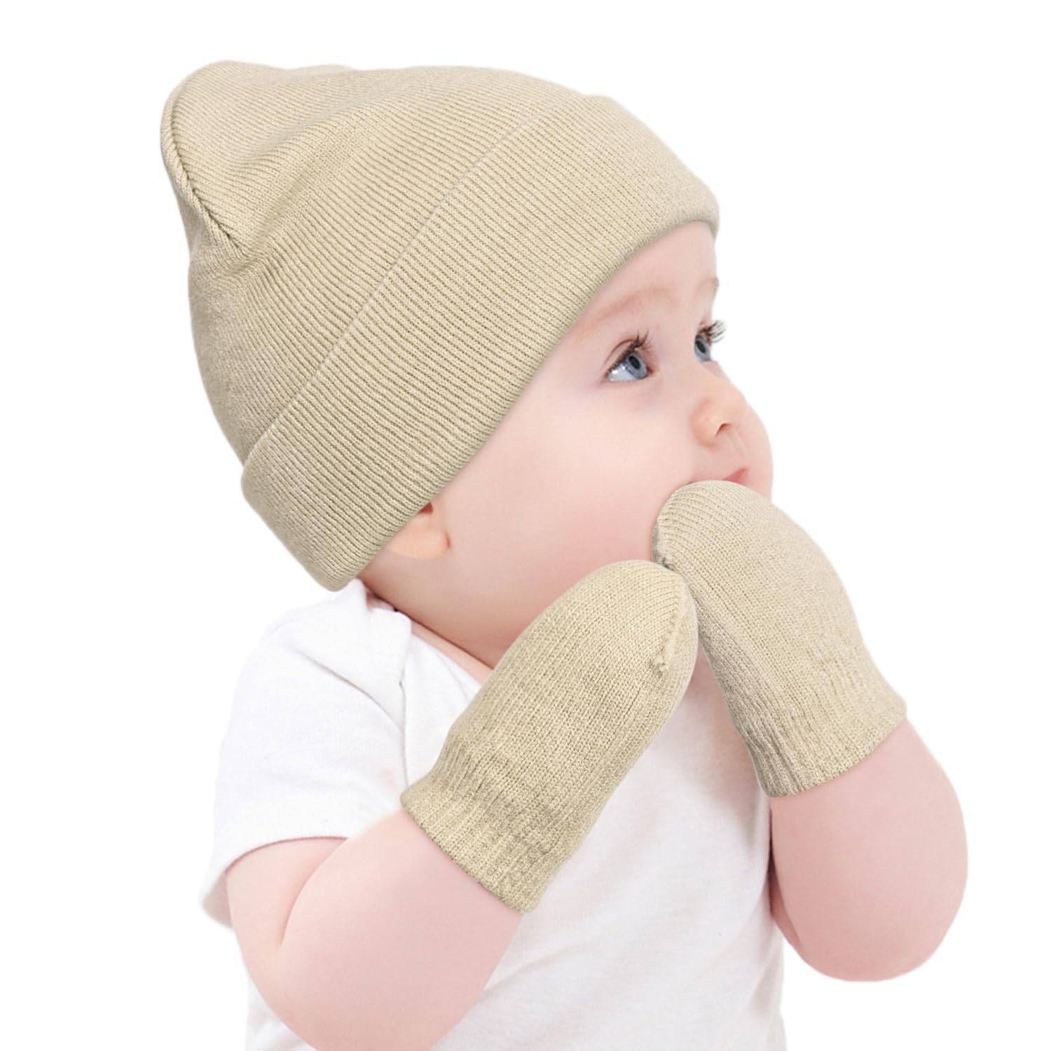 Baby Beanie Hat Gloves Set, Kids Winter Warm Knit Hat with glvoes,Toddler Soft Beanie for Little Boys Little Girls Children