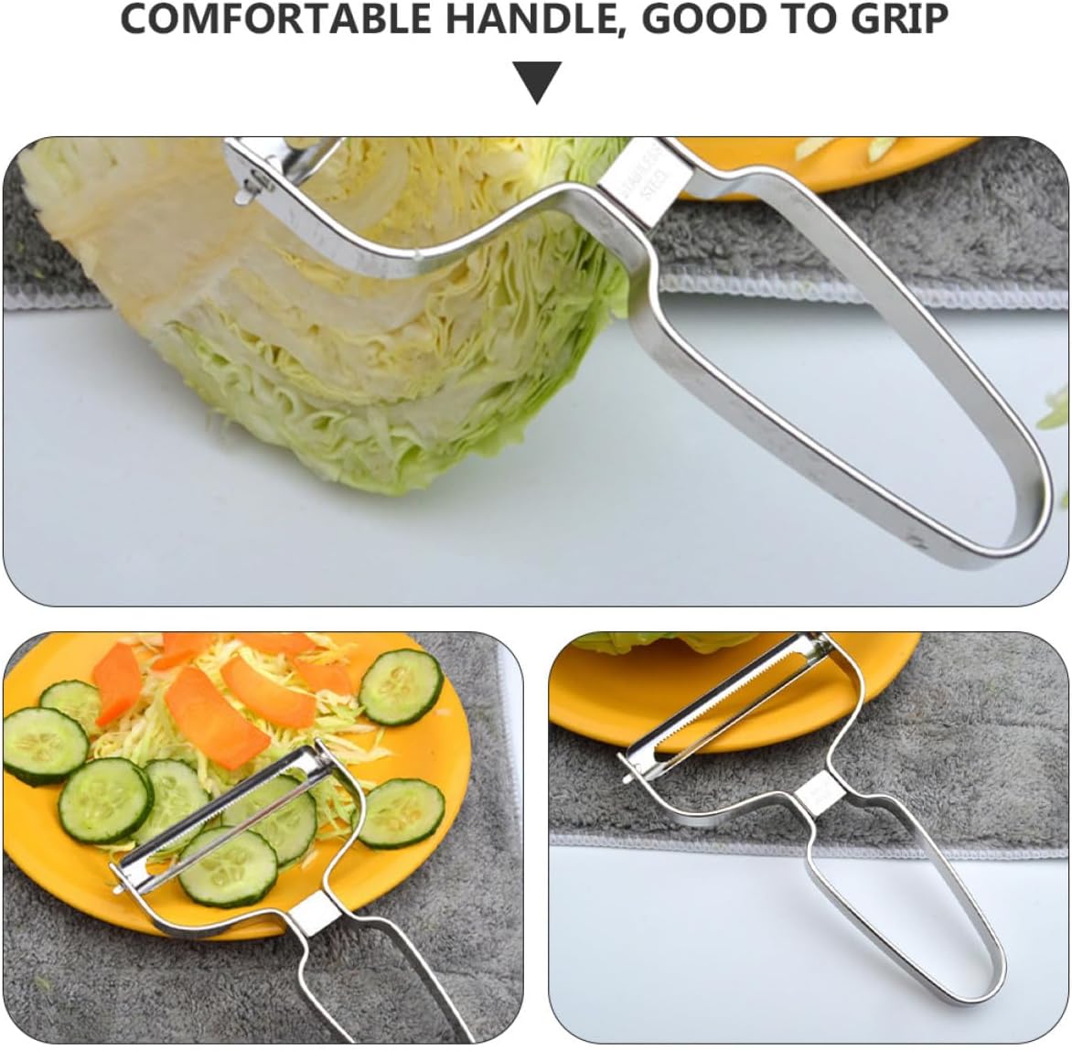 2pcs Multifunctional Kitchen Peelers Set, Portable Anti-rust Stainless Steel Fruit and Vegetable Straight Peelers, Suitable for Carrot, Potato, and Cucumber Peeling in Home Cooking