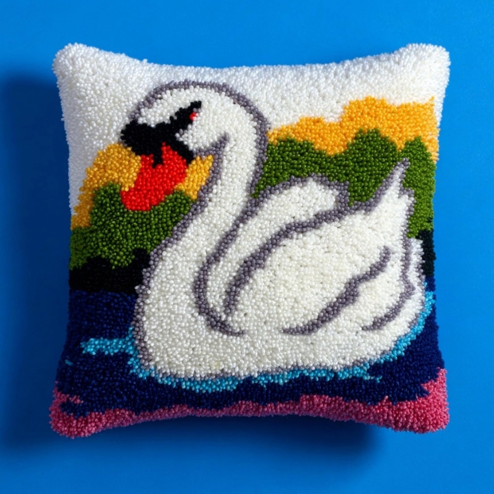 AxiangziK Latch Hook Pillow Kits 17x17in,swan