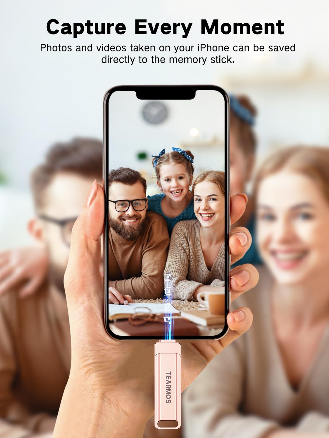 Memoria de 512 GB para unidad flash de iPhone, almacenamiento de teléfono para fotos y videos, copia de seguridad de archivos, compatible con iPhone, iPad, Android, PC, Plug & Play, no