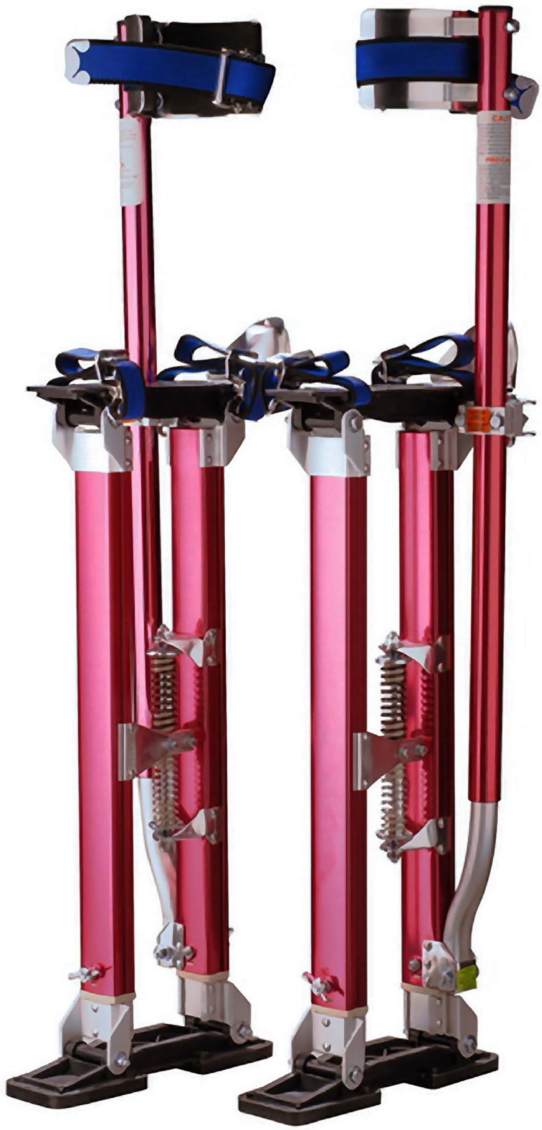 Drywall Stilts - 18-30-inch Aluminum Spring Loaded Stilts with A Locking Heel Strap for Construction, Painting, and Finishing by Pentagon Tools (Red)