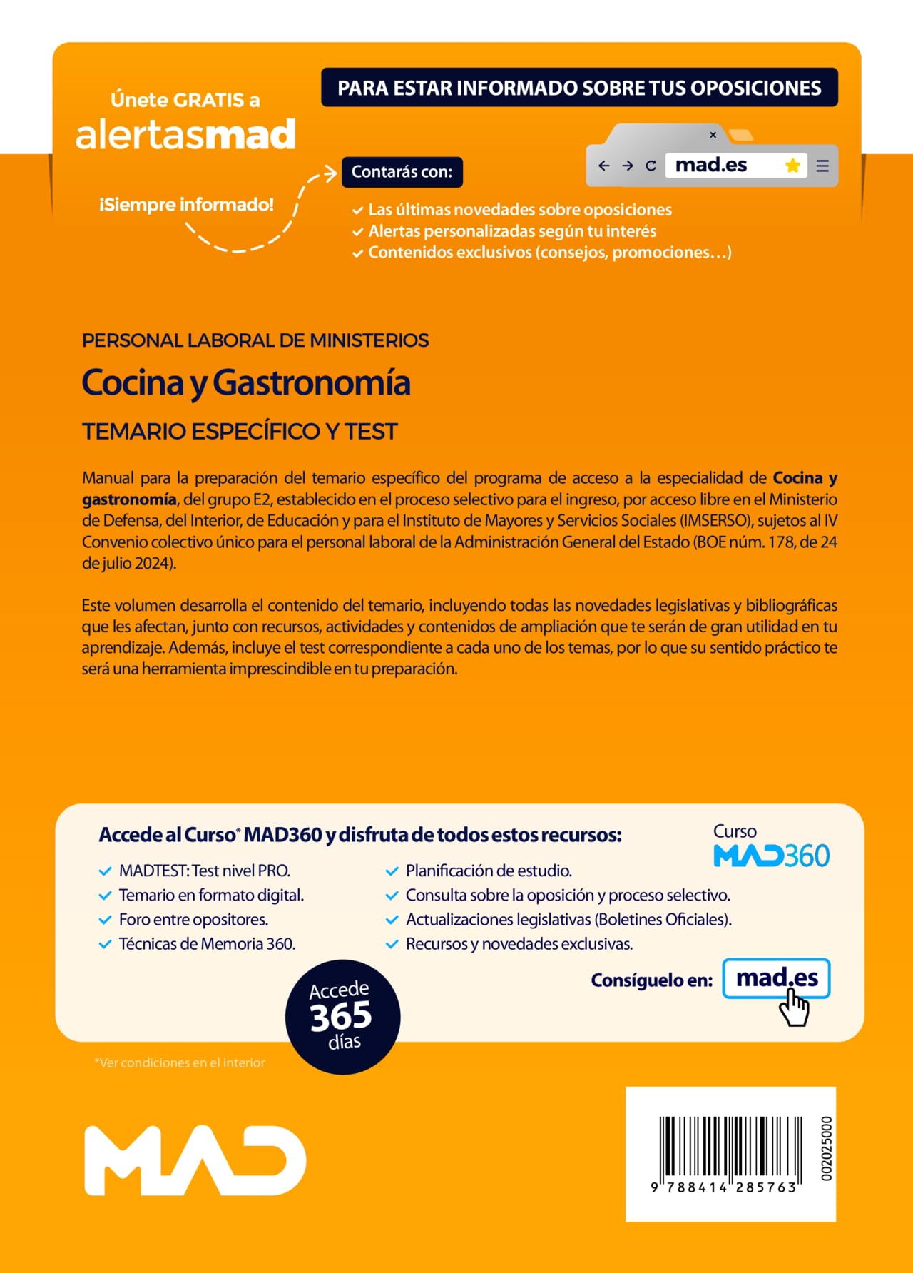 Cocina y gastronomía (Grupo Profesional E2). Personal laboral de Ministerios. Temario específico y test