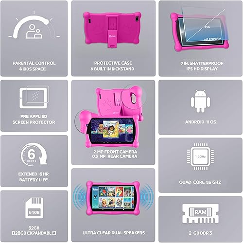 Miniatura 7 de Contixo - Tableta de aprendizaje infantil Disney de 7 pulgadas - Paquete con auriculares, lápiz táctil y bolsa, libro de cuentos de Disney