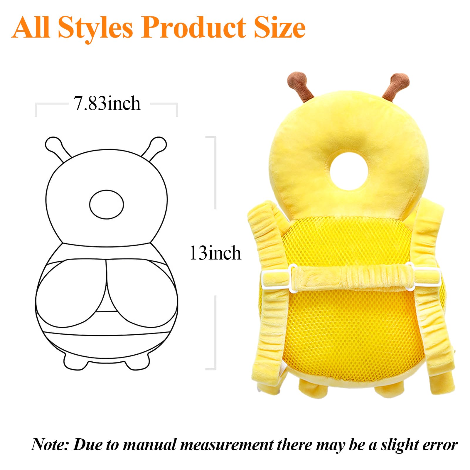 Head Protection Safety Cushion Kids Protection Backpack?Adjustable Strap Baby Toddler Head Protector Adjustable Fixation Straps for Crawling and Walking
