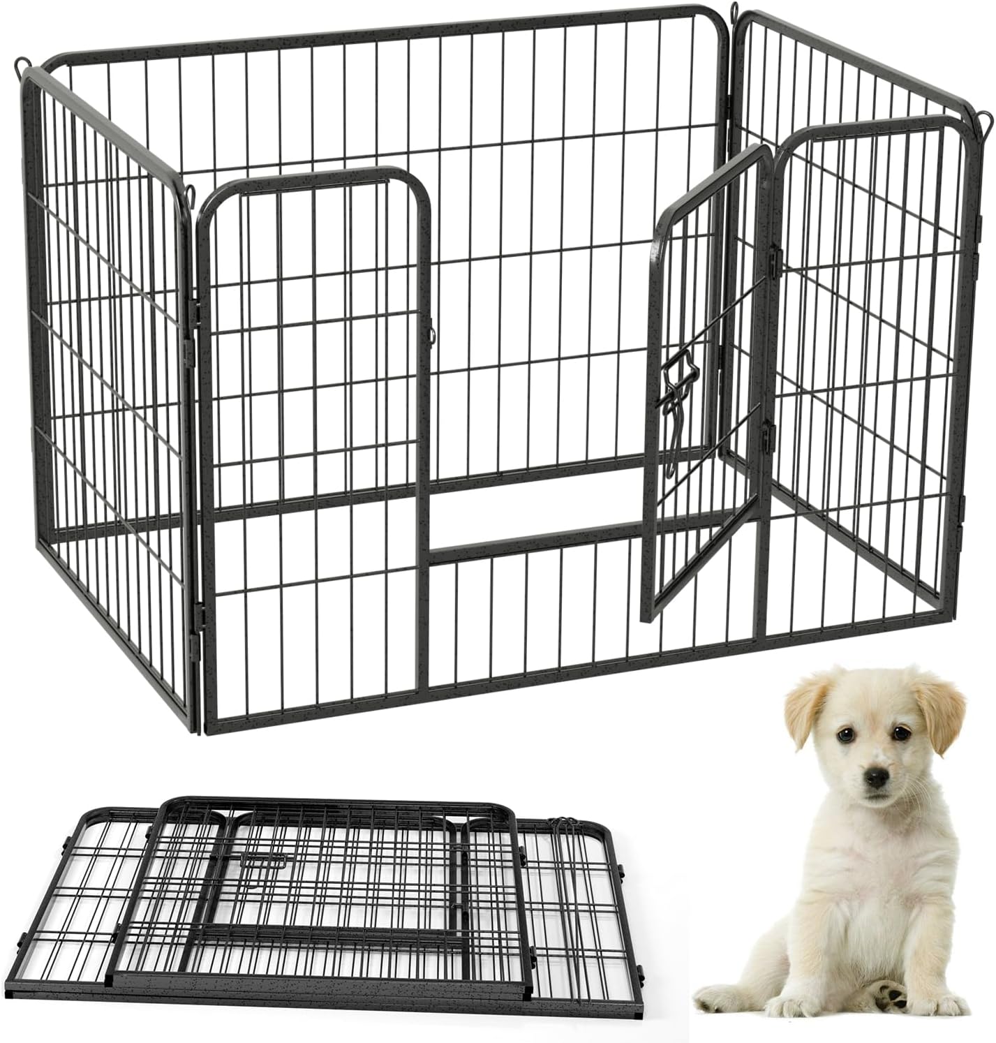 Qianruida Welpenauslauf 80cm Hoch - Zusammenklappbarer Hundelaufstall 8-teilig