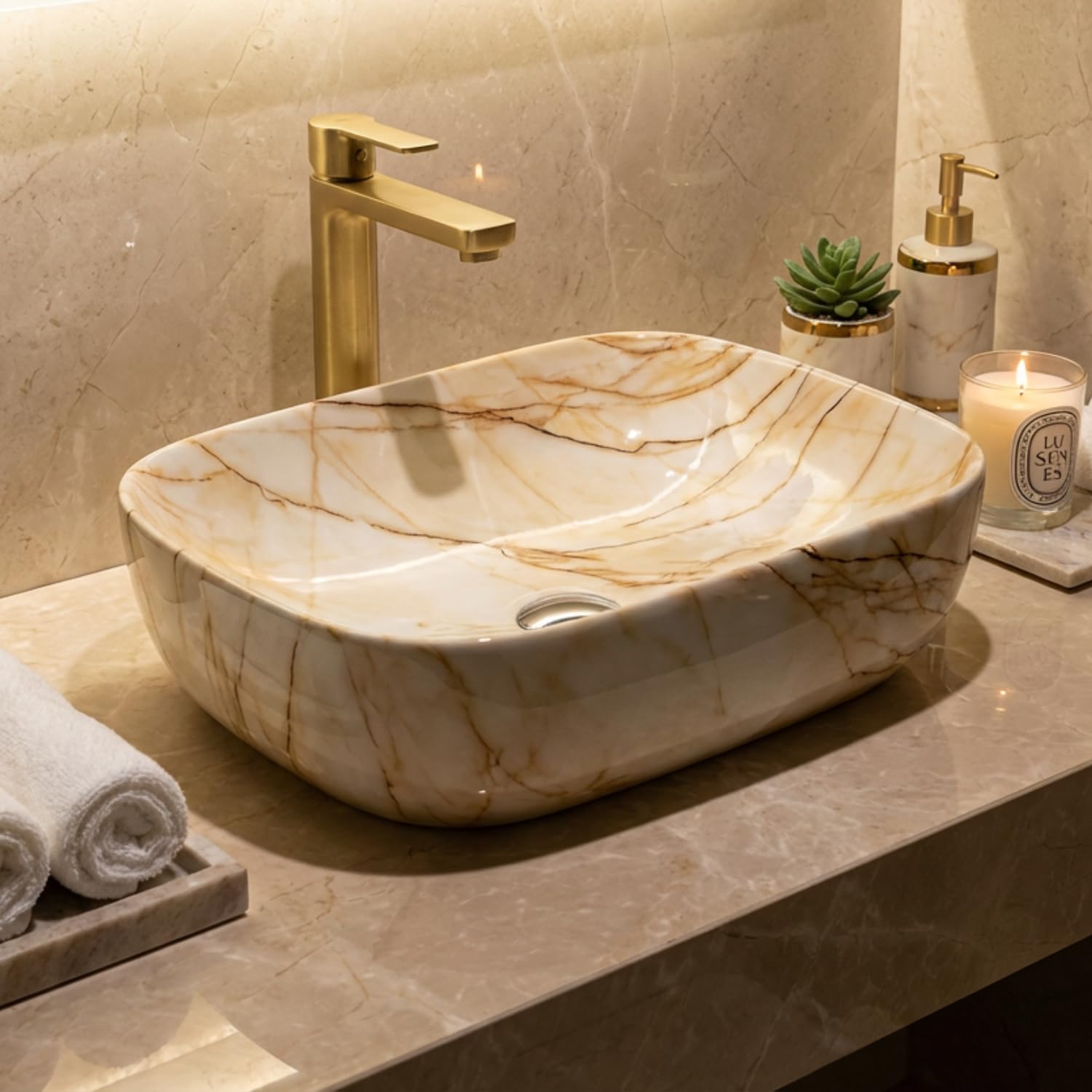 Well Set Premium Designer Ceramic Wash Basin (Size18*13 * 5inch) 1080 Wash Basin Table Top Basi