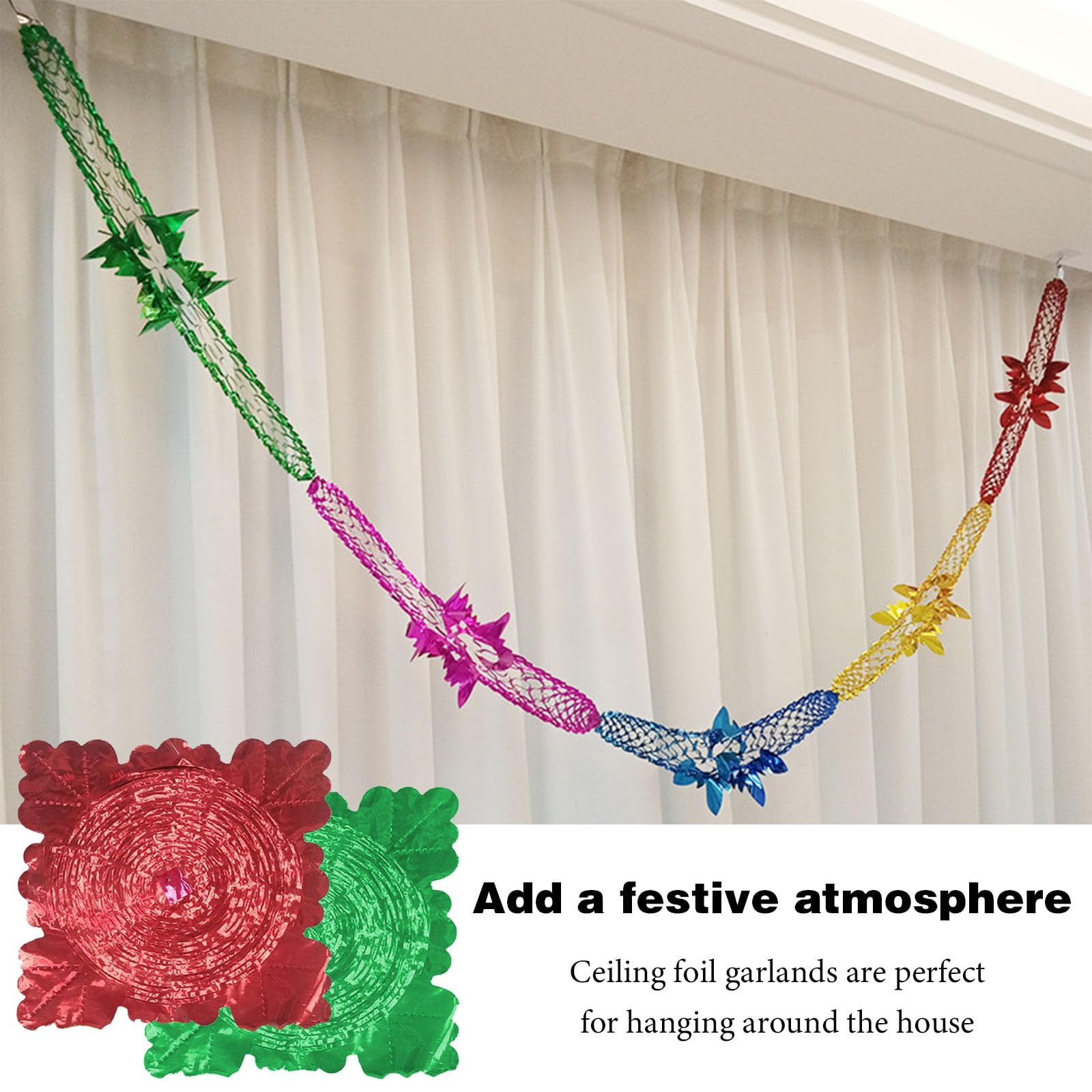 GWAWG Christmas Ceiling Decorations,12 PCS Foil Christmas Decorations,Foil Garland Christmas Decorations 80s for Xmas New Year Holiday Party Supplies - Image 2