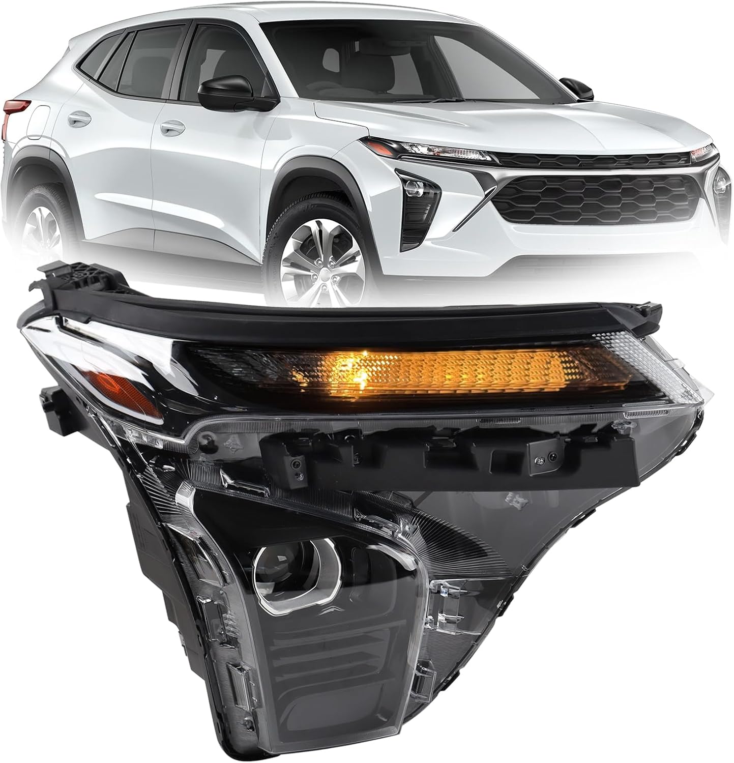 RH Halogen Type Headlights With Halogen Turn Signal Assembly Compatible with 2024-2025 Chevy Trax LS/1RS Headlamp Right Passenger Side 42907056 GM2503552