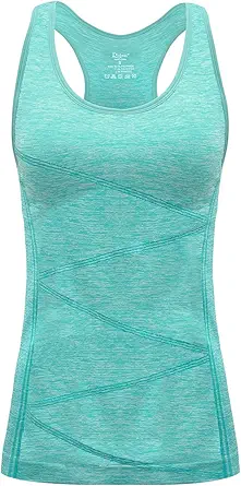 Disbest Yoga Tank Top, Women's Performance Stretchy Quick Dry Sports Workout Running Top Vest with Removable Pads