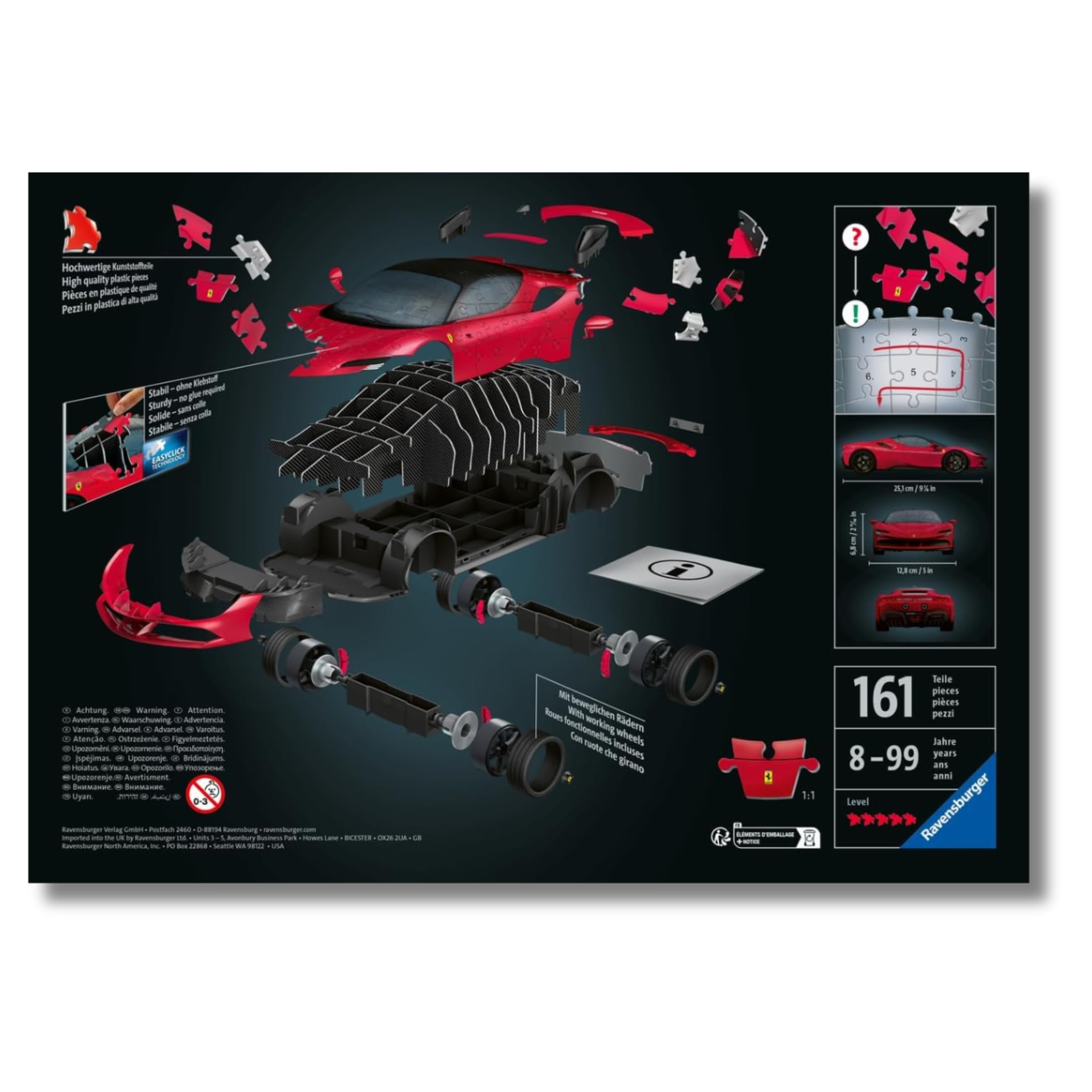 Ravensburger - Puzzle 3D: Ferrari SF90 Stradale, Maqueta de Coche para Construir, Puzzle Adultos y Niños 8 años o más, 108 piezas