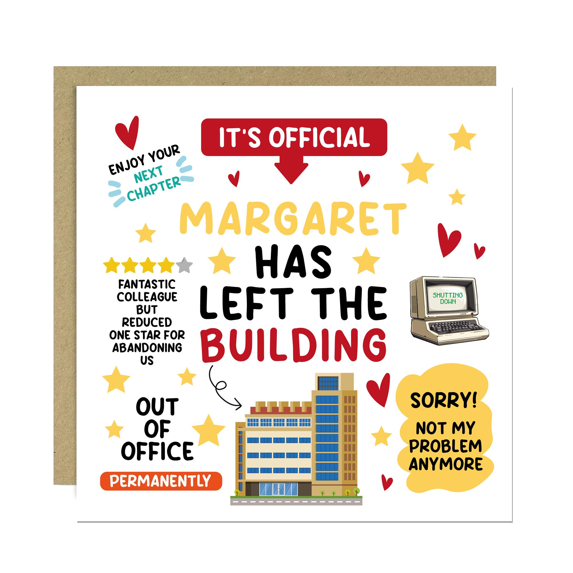 RED OCEAN Funny New Job Card For Colleague Co Worker Personalised Leaving Colleague Card With Kraft Envelope Good Luck In Your New Job For Him Her
