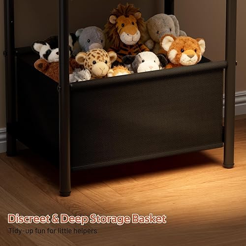 Miniatura 4 de MISSLO Mesa auxiliar para cuarto de bebé para sala de estar con cesta de tela, mesas auxiliares pequeñas para espacios pequeños con mesa de