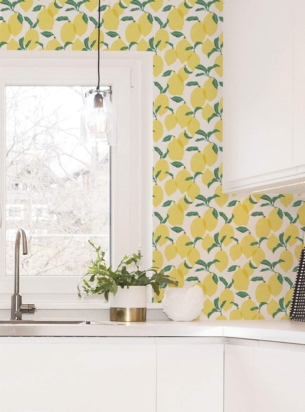 Simple Shapes Lemon Wallpaper - Peel and Stick (Single Sheet - 2ft x 9ft)