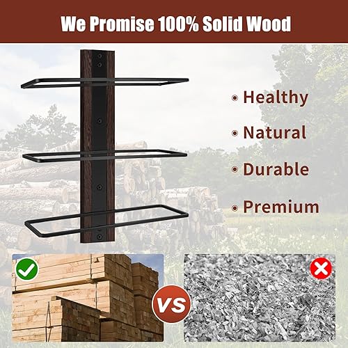 Miniatura 2 de Estante vertical de madera maciza para vino, capacidad para 12 botellas, montado en la pared de esquina para cocina o bar