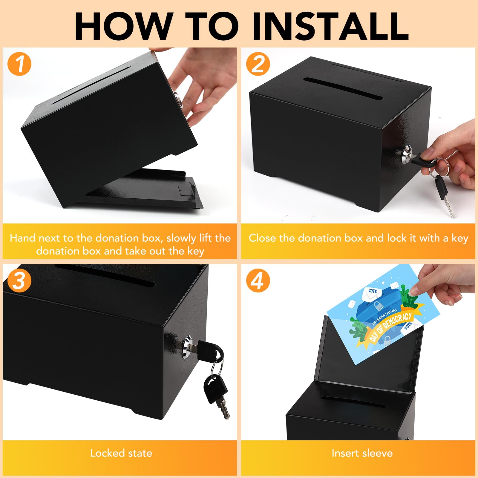 1Pcs Tip Jar Suggestion Box With Slot And Lock Metal Seychelles