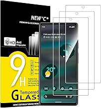 NEW'C Pack of 3 Tempered Glass Screen Protectors for Google Pixel 6a (6.1), Scratch-Resistant, Bubble-Free, Ultra Resistant (0.33 mm HD Ultra Transparent) 9H Hardness Glass