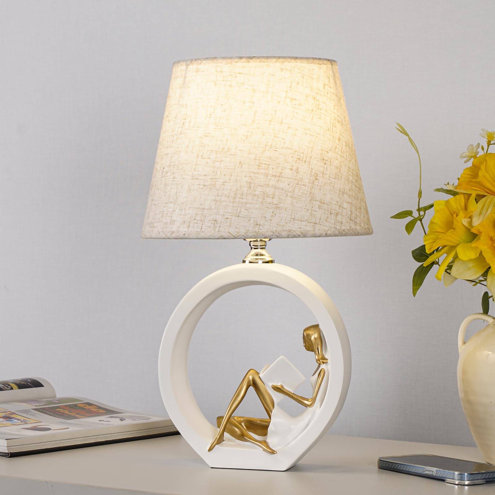 Leselampe für Mädchen, kreative und romantische Schlafzimmer, Nachttischlampe, schlicht, modern, LED-Tischlampe mit Dimmschalter, Dekoration für Zuhause, Wohnzimmer
