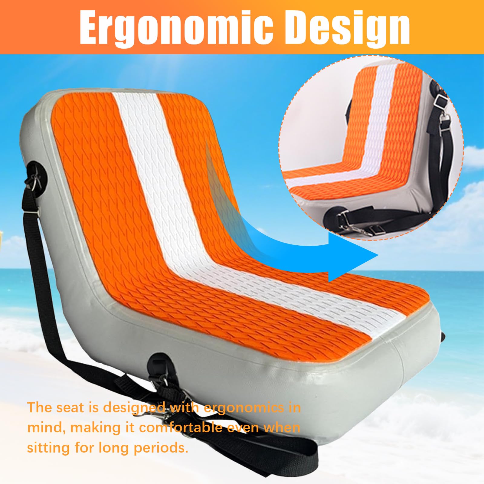 Asiento Para Tabla De Paddle Surf, Asiento Kayak Inflable Universal Con Ergonómico Respaldo Ajustable Para Tablas De Surf Pesca Kayak Y Camping Al Aire Libre Para Adultos - 45x40cm