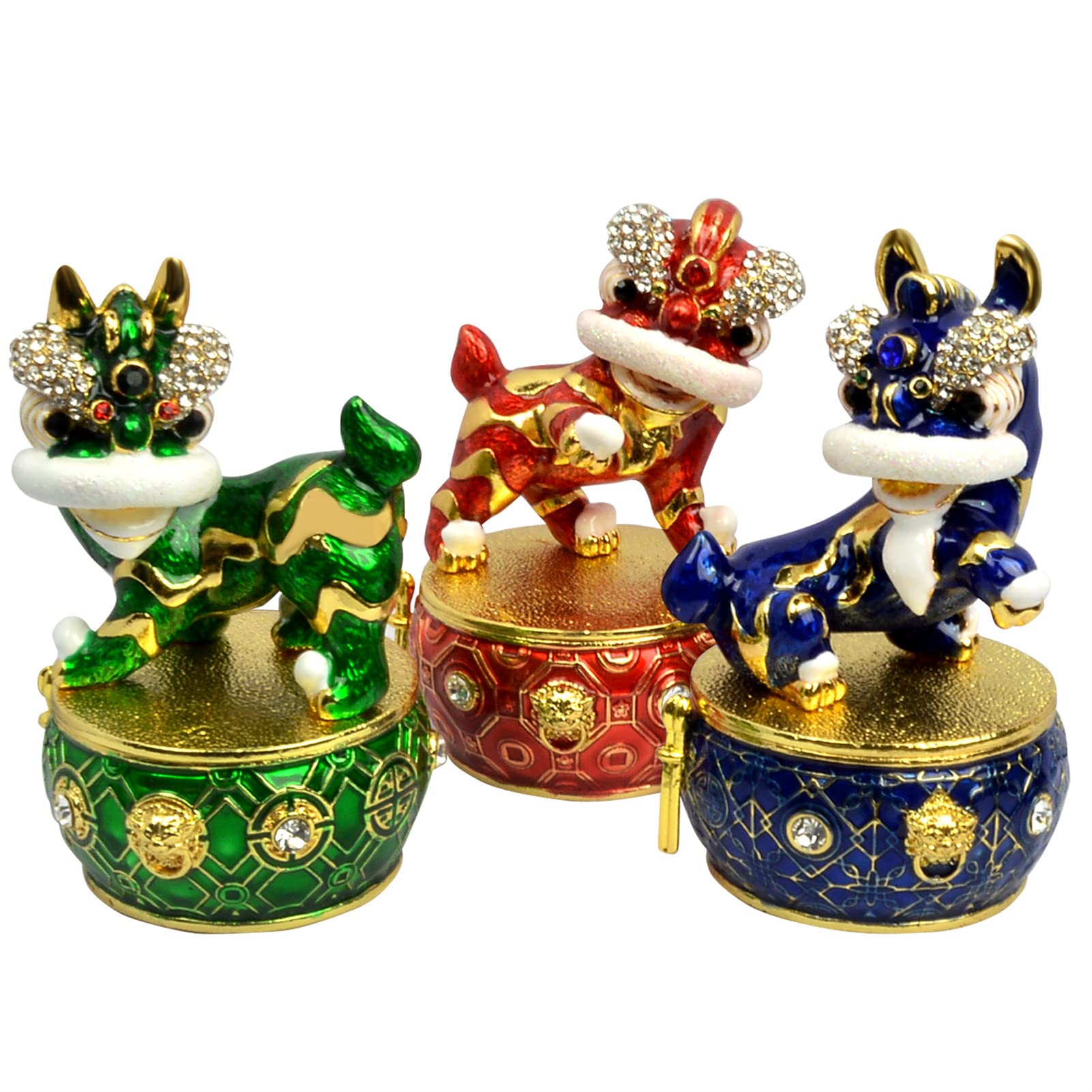 Feng Shui - Statua dell'amuleto a tre leoni sul tamburo, 3 pezzi