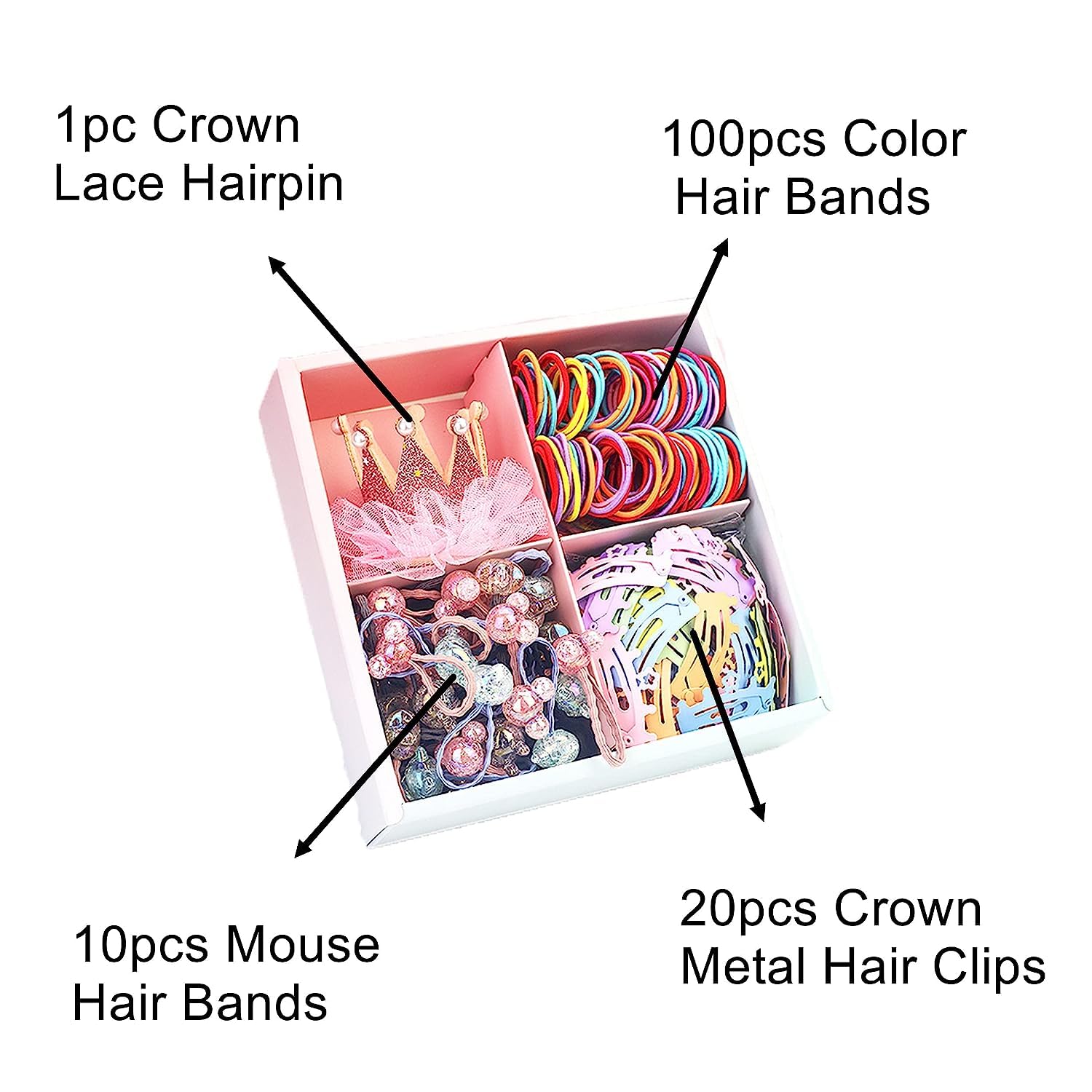 131 Pcs Princess Crown Hairband Clips Set for Toddlers