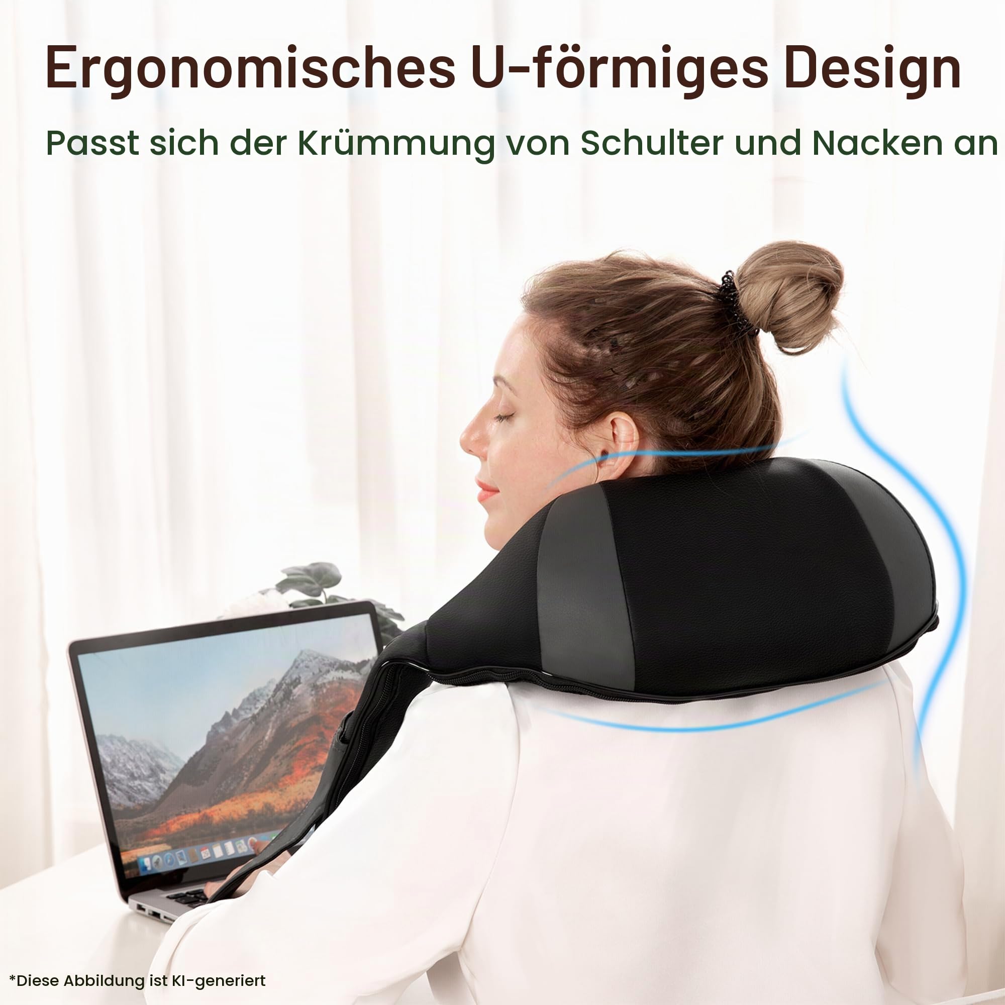 Nackenmassagegerät Schulter mit Wärme, Elektrisches Rücken Massagegerät mit 3D-Rotation Massage und Einstellbaren Geschwindigkeiten für Haus Büro