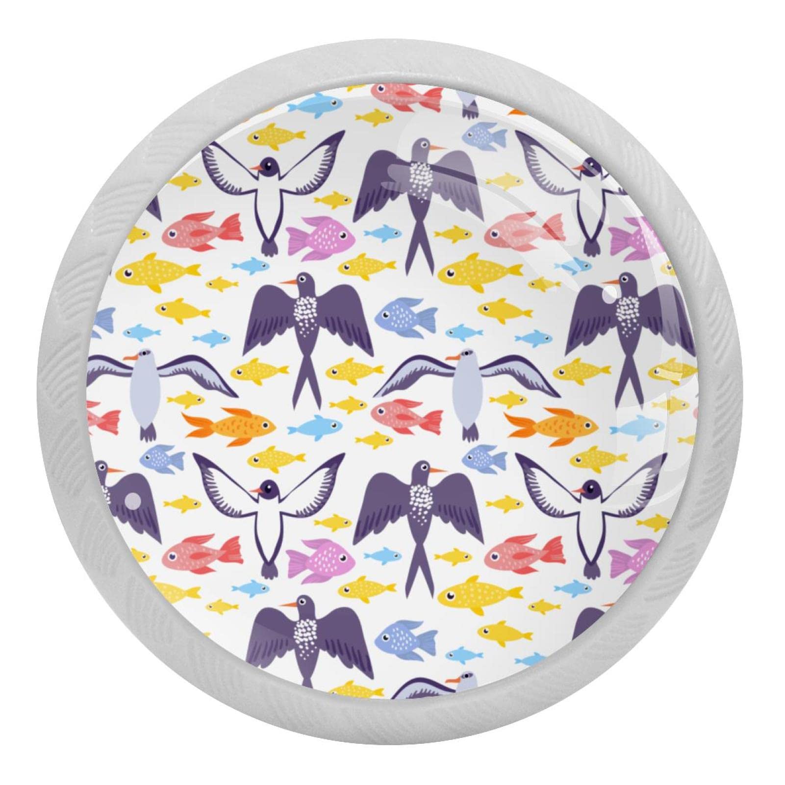Poignées rondes fluorescentes de cuisine Mersov boutons placard motif poisson