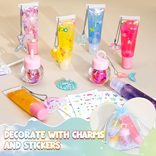 Miniatura 5 de Jcoos Kit de fabricación de brillo de labios, llavero de bricolaje para adolescentes y niños, kit de fabricación de brillo de labios, haz tu propio