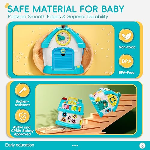 Miniatura 8 de Casa multifuncional de aprendizaje y juguetes educativos con teléfonocochemúsicaJuguetes Montessori para niños de 1 año de edad, regalo de