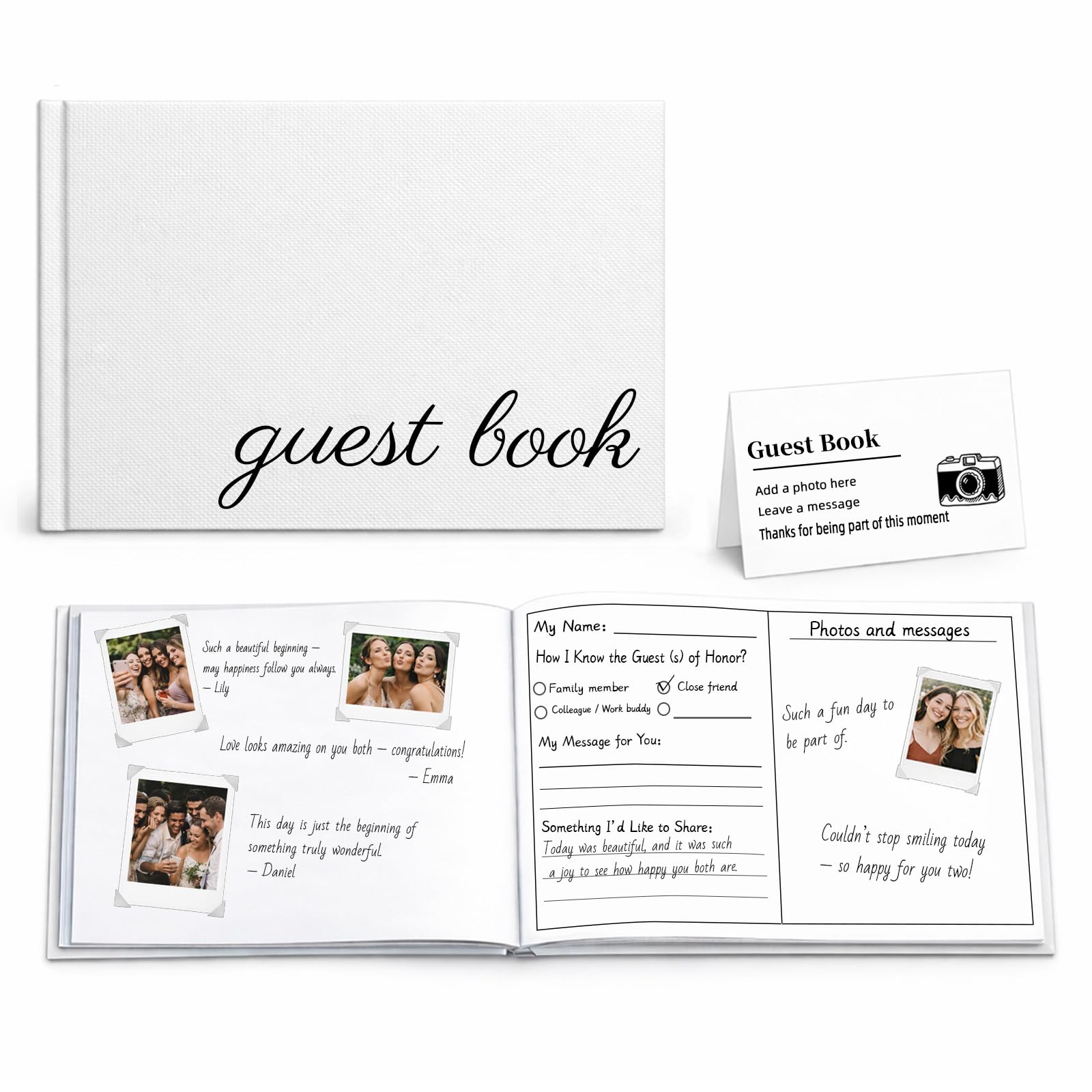 Libro de invitados de boda, libro de invitados con bolsillo de sobre, libro de visitas de tapa dura para recepción de boda, despedida de soltera o fiesta, libros de boda para invitados para