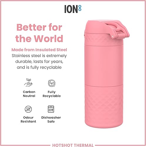 Miniatura 6 de Ion8 Taza de viaje de café a prueba de fugas, aislada al vacío para bebidas calientes, 12 oz12.2 fl oz, flor de rosa