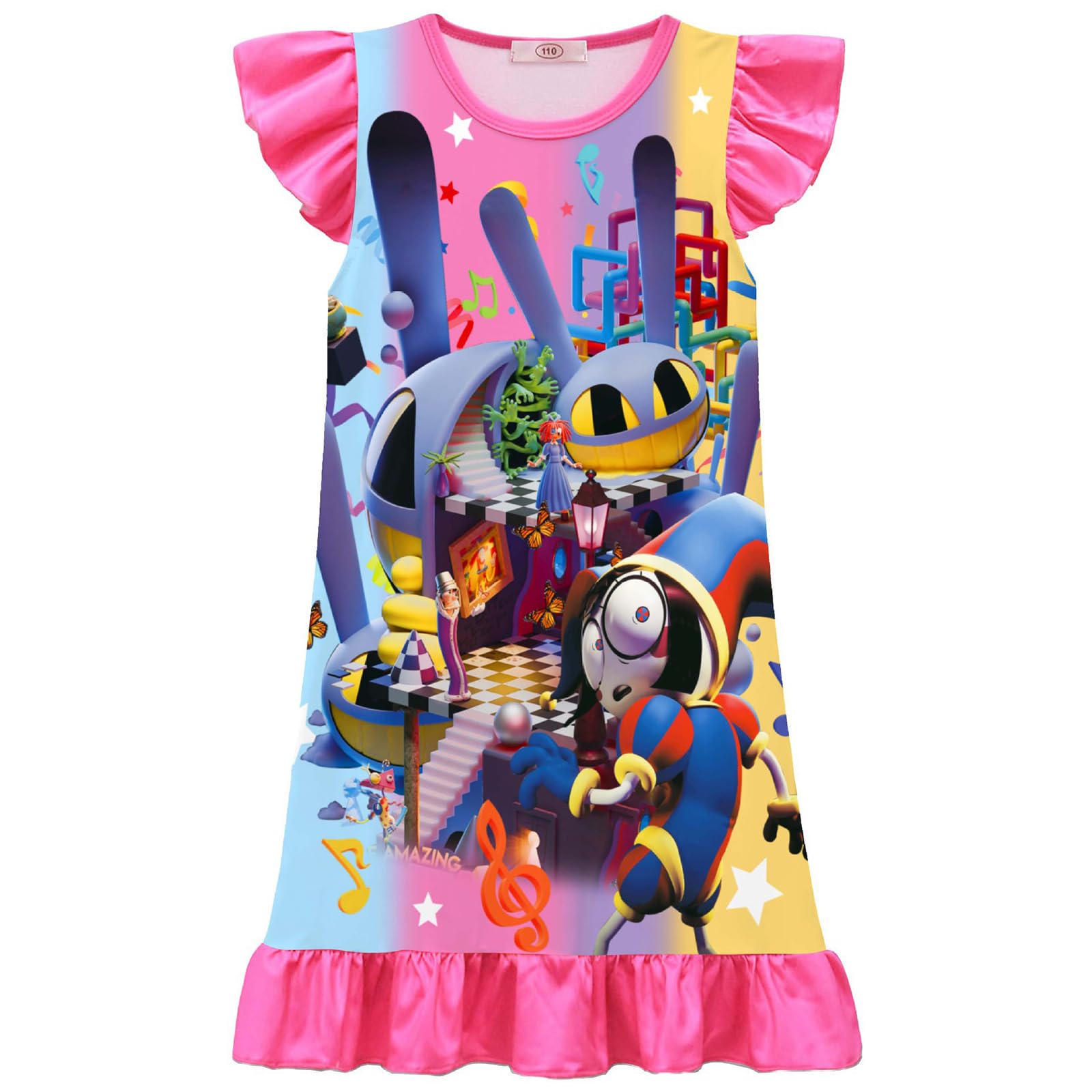Amazing Circus Dress for Girls Pomni Dress Pomni Costume Circus Character Prints Dresses Joker Adventure Cartoon Anime Fancy Dress Outfit for Halloween Carnival Parties Festival Comedy Events
