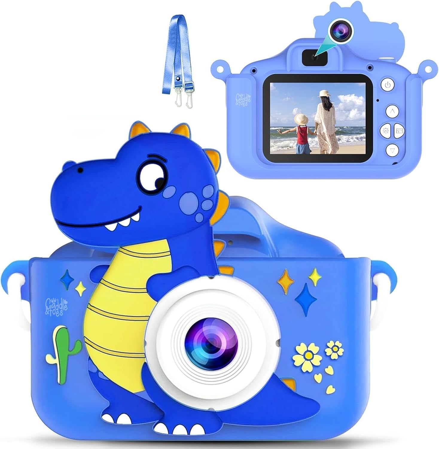 CADDLE & TOES Kids Camera for Boys Girls, 48MP 1080P Digital Video Camera for Kids, Christmas Birthday Gift for Boys and Girls Age (4+) to 12,Dual Lens Digital Camera(Blue-Dyno)-image-8