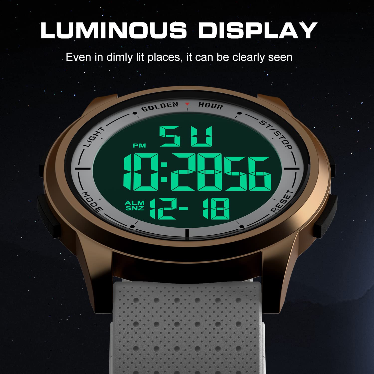 GOLDEN HOUR Ultra-Sottile Minimalista Sport Impermeabile Orologi Digitali Uomo con Display Ampio Angolo Cinturino in Gomma Orologio da Polso per Uomini Donne
