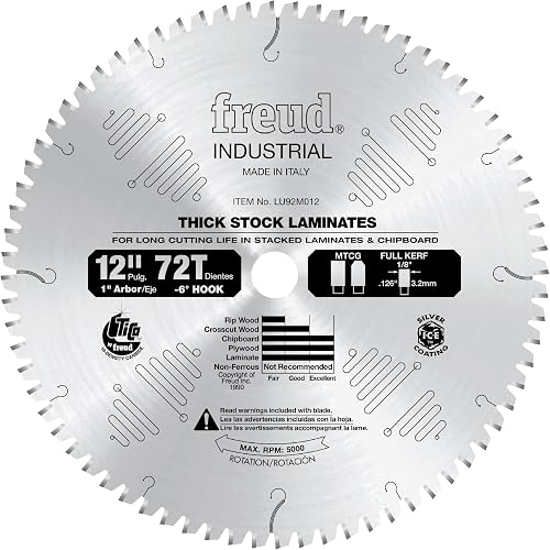 Freud 12" x 72T Thick-Stock Laminate Blade (LU92M012), Multi, One Size