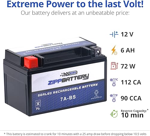 Miniatura 5 de 7A-BS Reemplazo de batería de 12 V 8 Ah sin mantenimiento para ATV, motocicleta, motos acuáticas, scooter, UTV y más, terminal de tuerca y perno (T3)