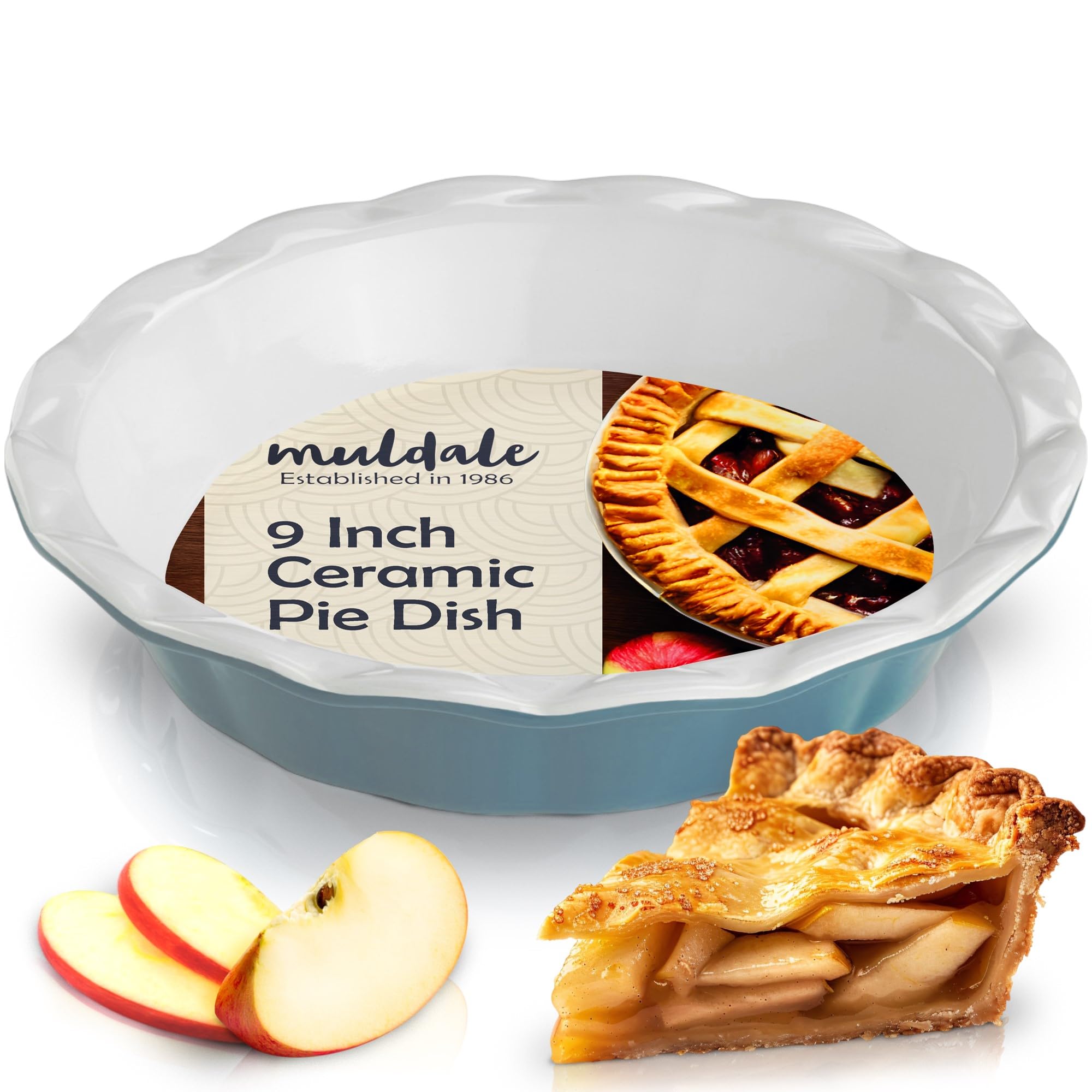 Muldale Plat à Tarte Céramique 23cm | Four Traditionnel | Pour Tartes, Crumbles | Rouge Classique