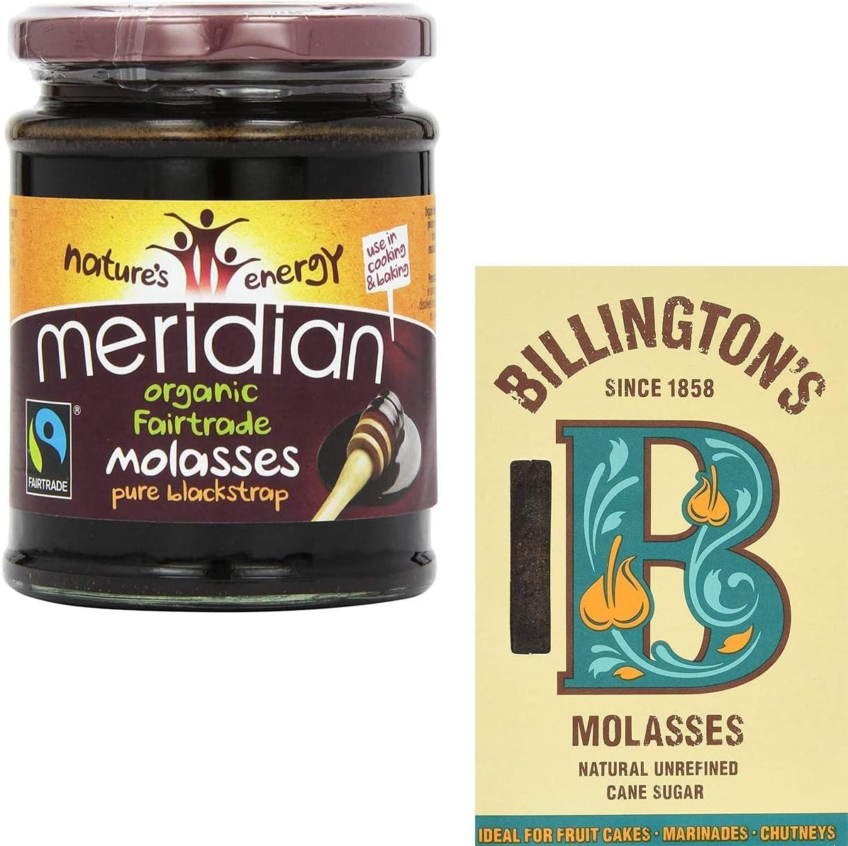 Meridian Organic Fairtrade Molasses Pure Blackstrap 350g + Billingtons